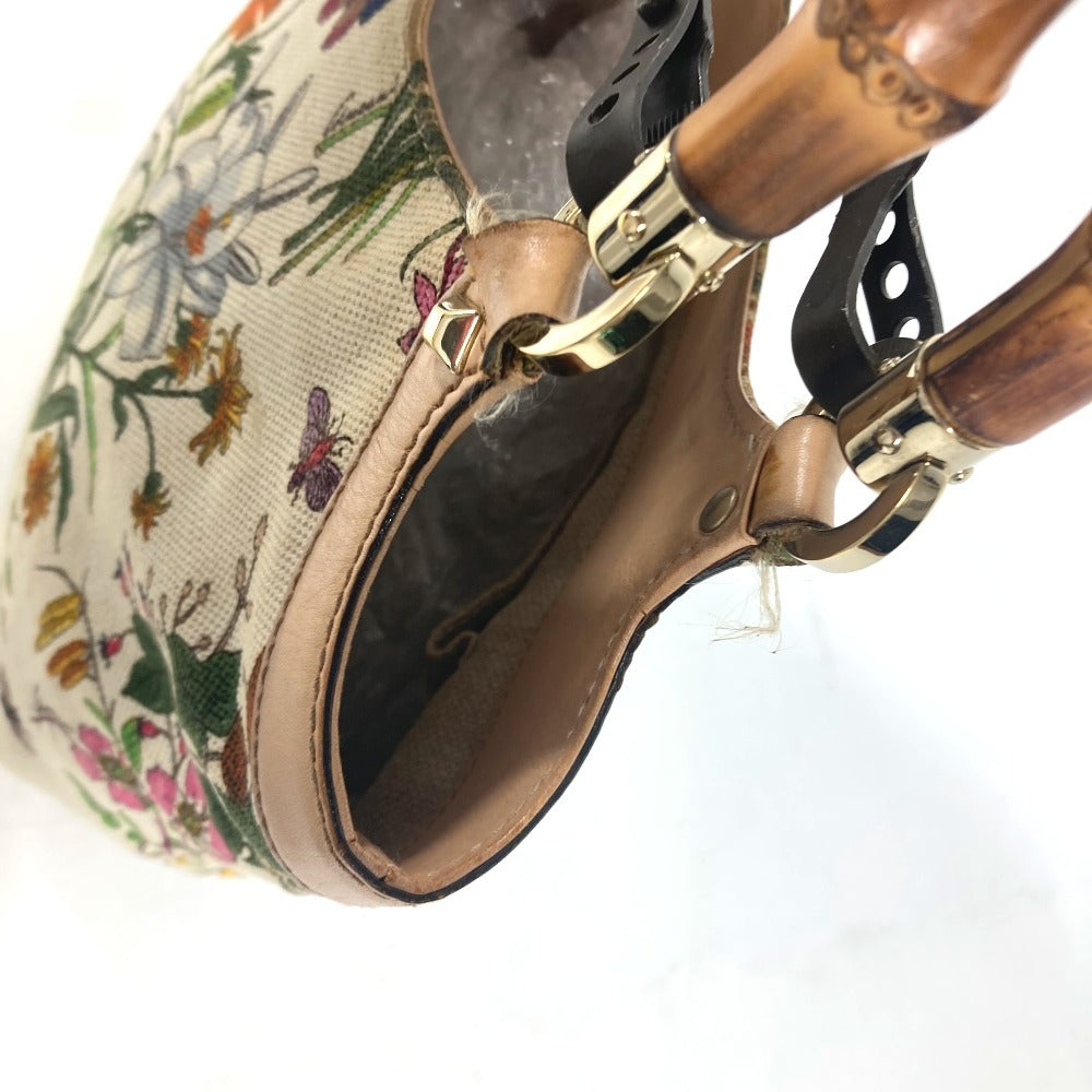 GUCCI Handbag 140203 canvas multicolor Flora Bamboo Floral Flower Women Used
