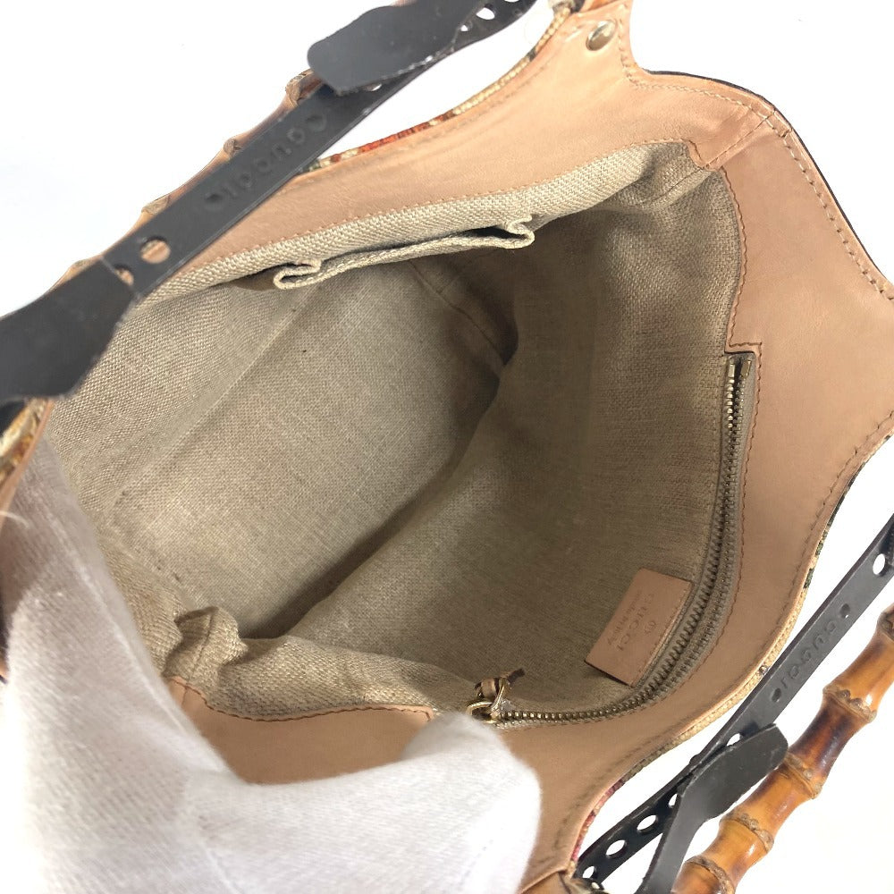 GUCCI Handbag 140203 canvas multicolor Flora Bamboo Floral Flower Women Used