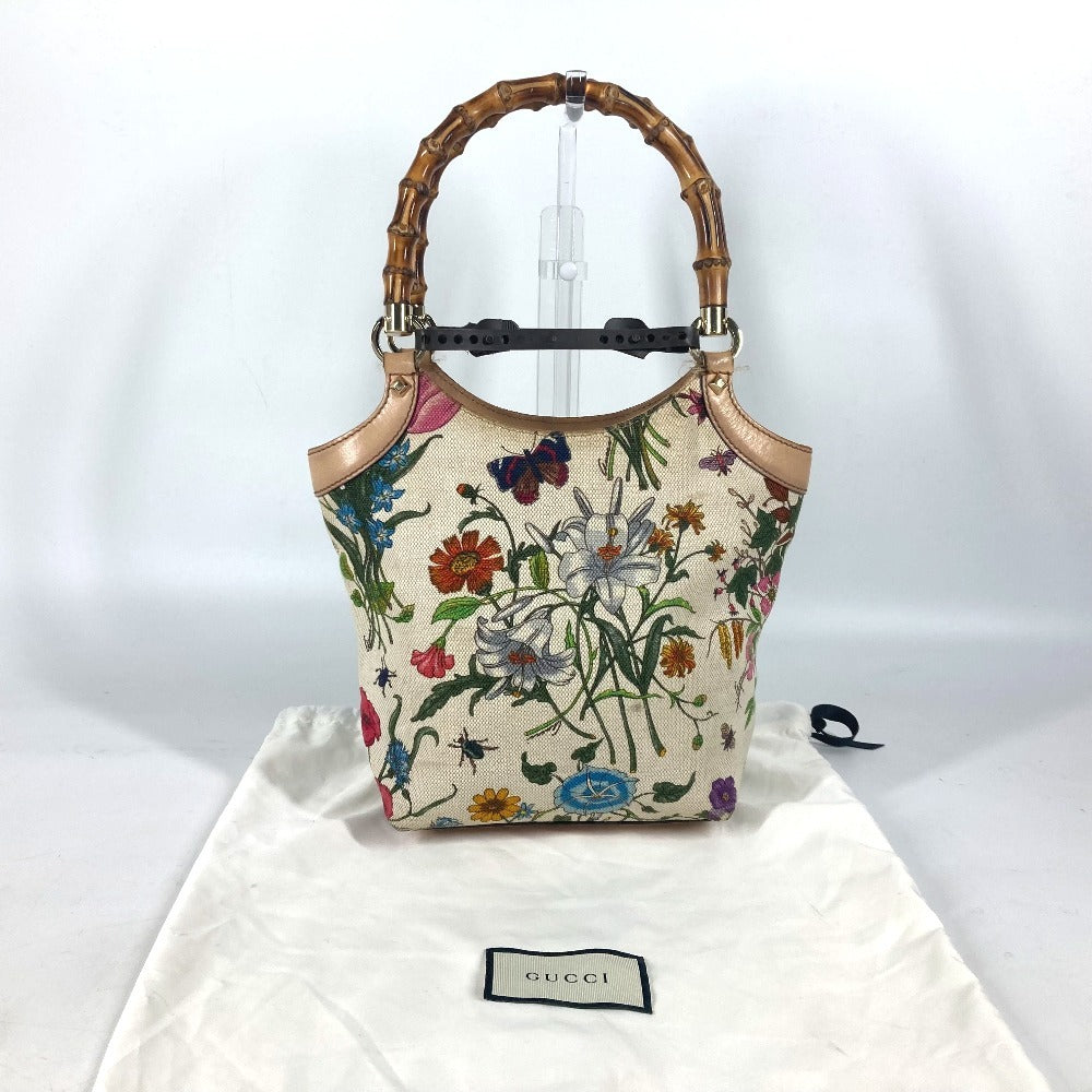 GUCCI Handbag 140203 canvas multicolor Flora Bamboo Floral Flower Women Used