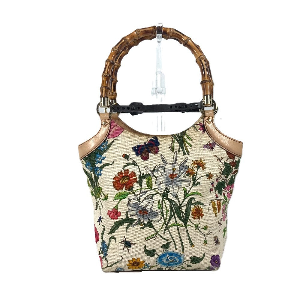 GUCCI Handbag 140203 canvas multicolor Flora Bamboo Floral Flower Women Used