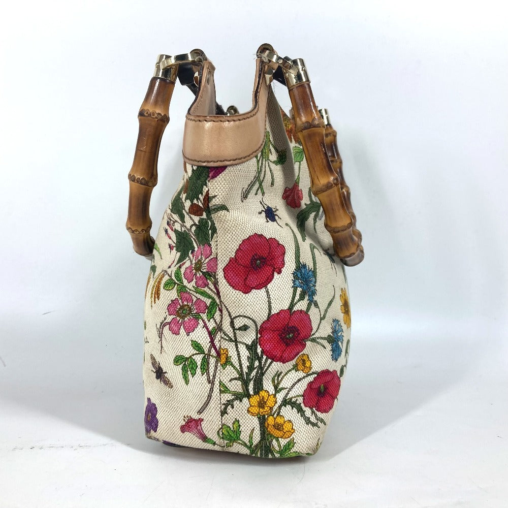 GUCCI Handbag 140203 canvas multicolor Flora Bamboo Floral Flower Women Used
