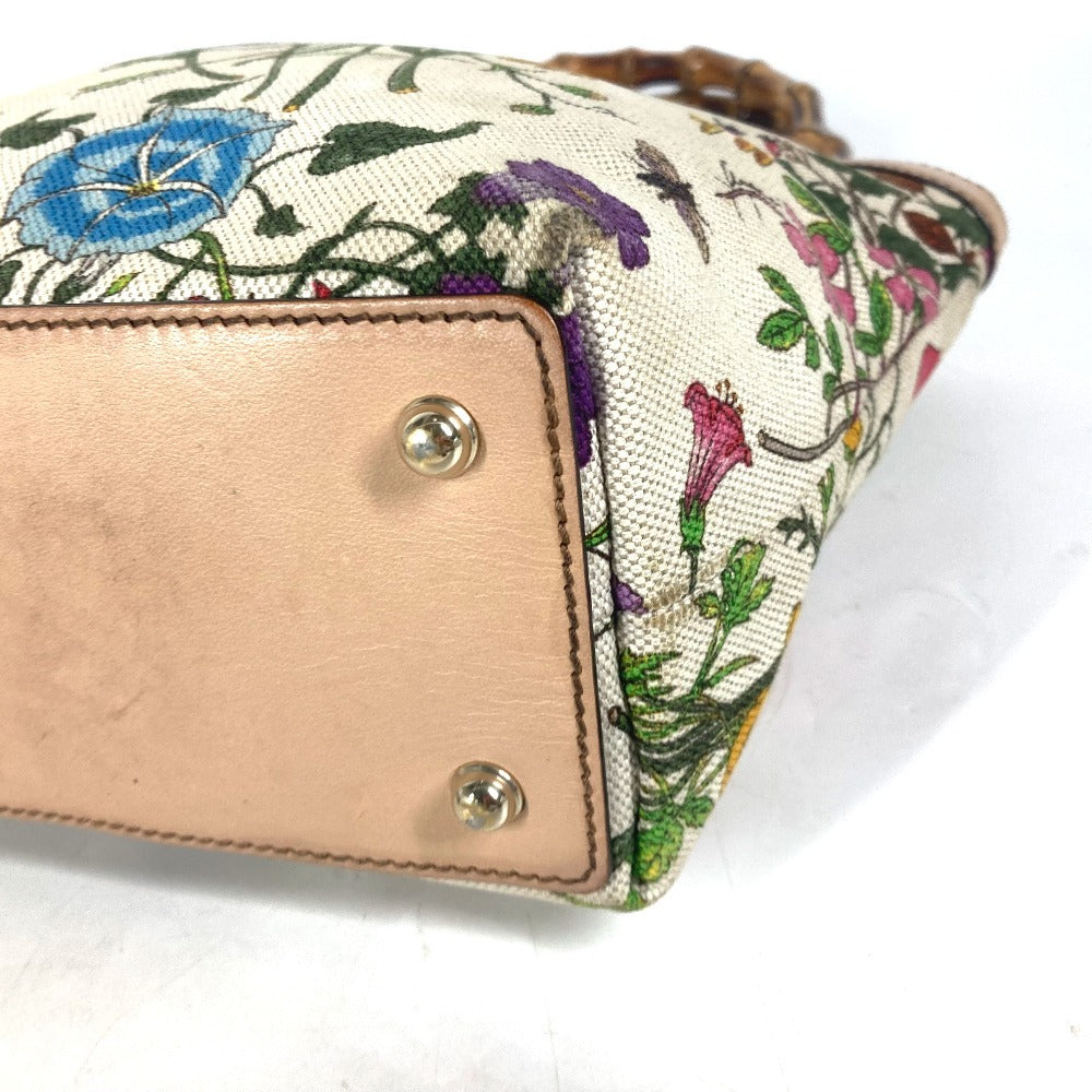GUCCI Handbag 140203 canvas multicolor Flora Bamboo Floral Flower Women Used