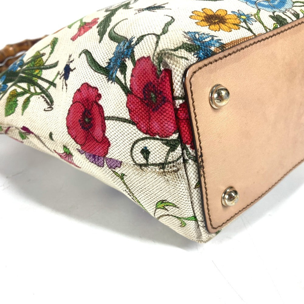 GUCCI Handbag 140203 canvas multicolor Flora Bamboo Floral Flower Women Used