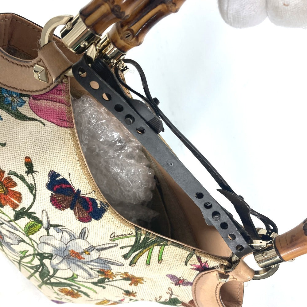 GUCCI Handbag 140203 canvas multicolor Flora Bamboo Floral Flower Women Used