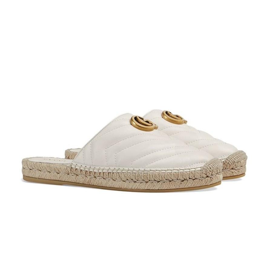 Gucci Leather Espadrille Sandal in White