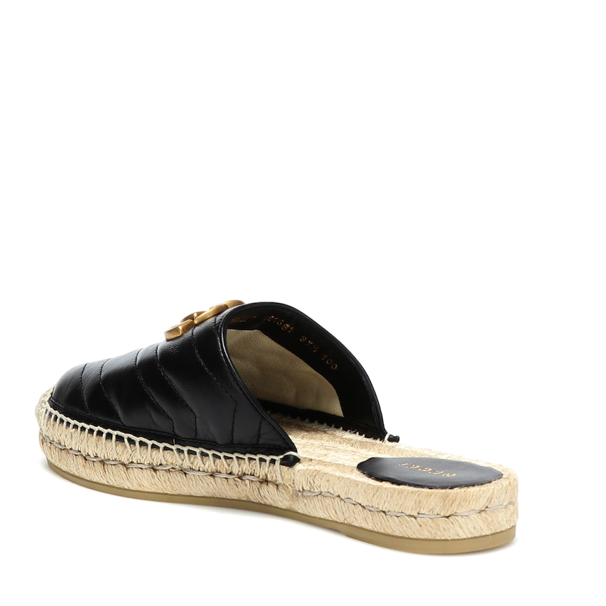 Gucci Leather Espadrille Sandal in Black