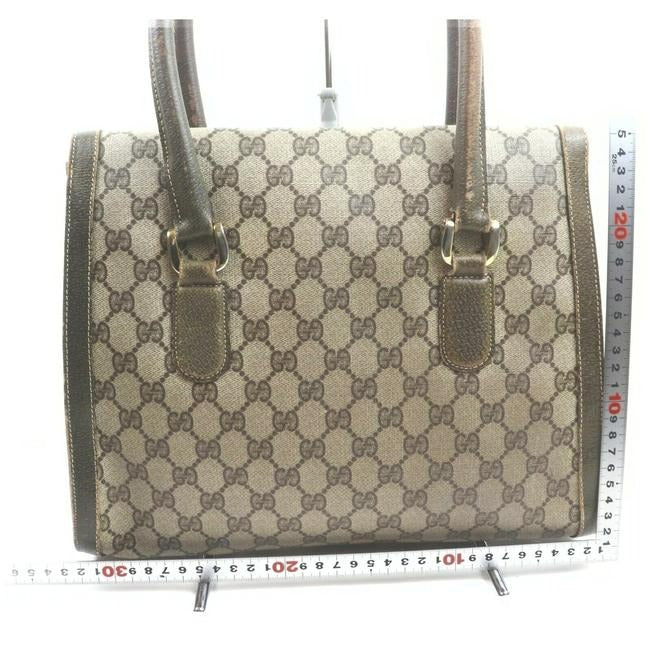 Gucci W Guccissima Handle Redgreen Stripe Brown G Printredgreen Leathercoated Canvas Satchel