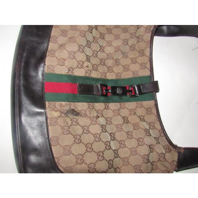 Gucci Jackie Vintage Pursesdesigner Purses Brown Leather And Gg Canvas Shoulder Bag