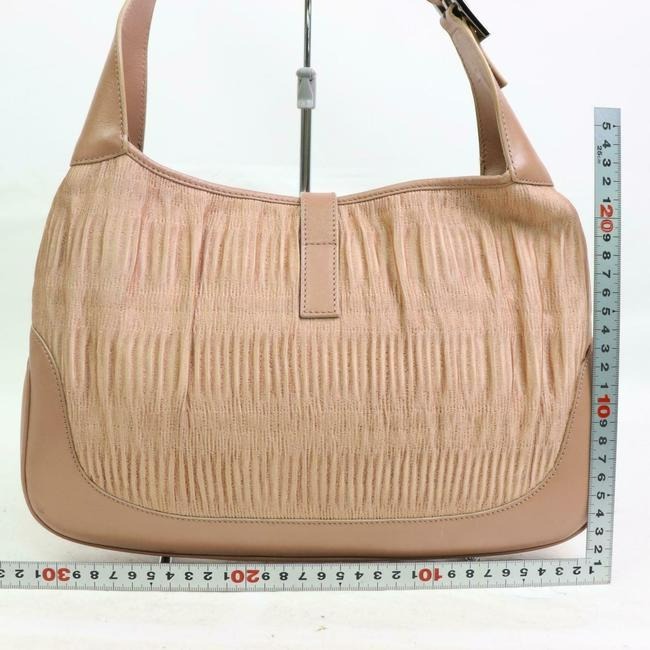 Gucci Jackie Shoulder Purse Pink Ruched Fabric And Pink Leather Hobo Bag