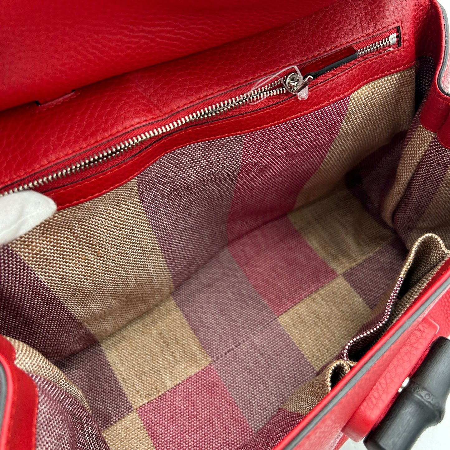 GUCCI Cellarius Calfskin Small Bamboo Daily Top Handle Bag Hibiscus Red gu9955vd