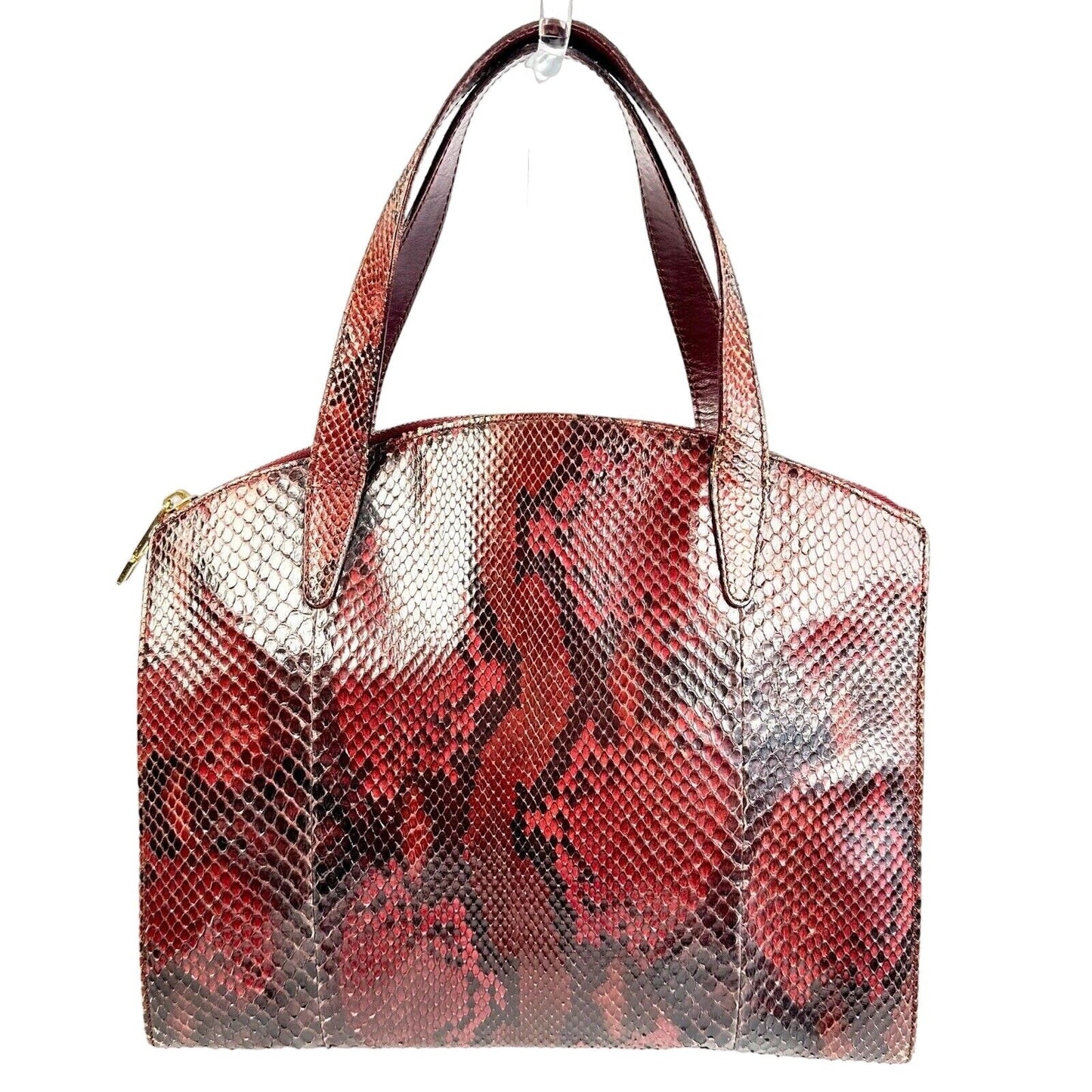 Gucci domed top red grey & burgundy python leather satchel