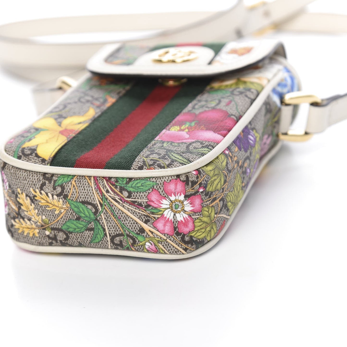 Gucci Ophidia Flora GG Crossbody Shoulder Bag in White