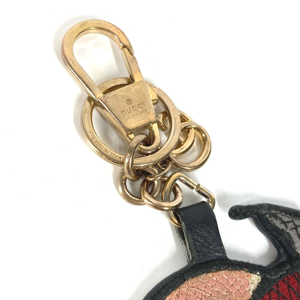 GUCCI key ring 453184 Canvas / leather Red GG Supreme Heart & Snake