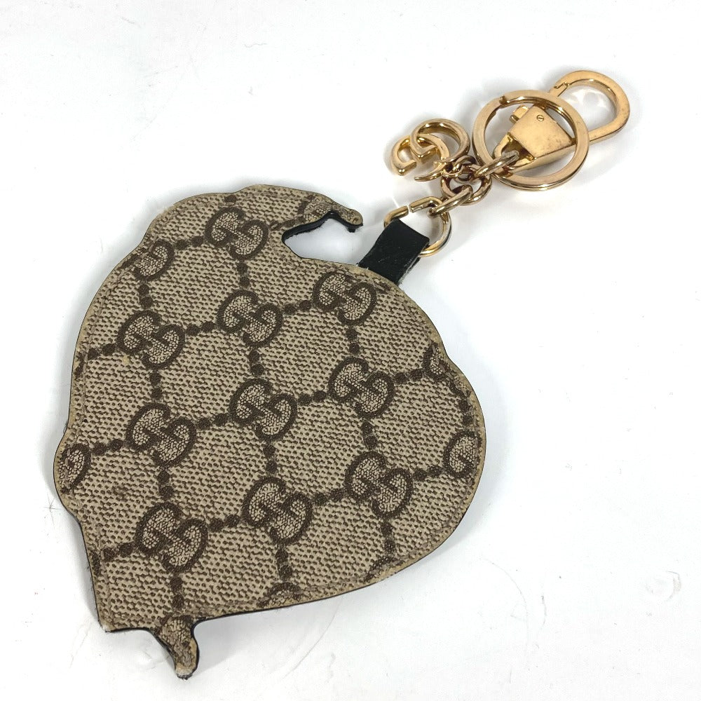 GUCCI key ring 453184 Canvas / leather Red GG Supreme Heart & Snake