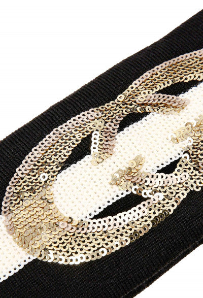 Gucci Sequin Embellished GG Headband in Black and White