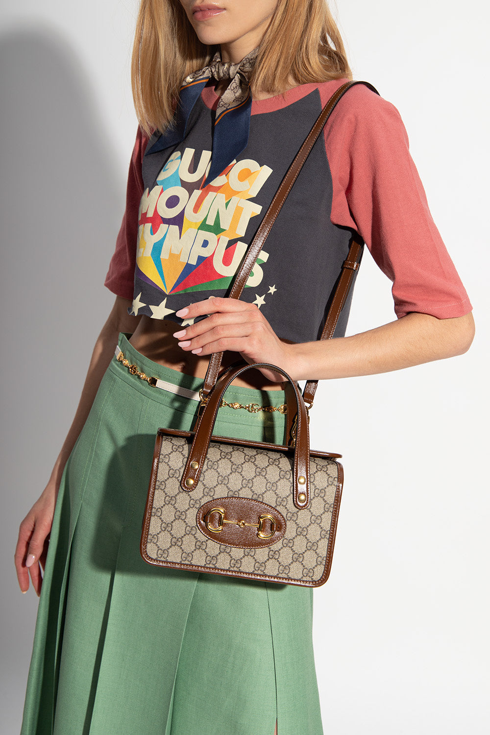 Gucci Horsebit 1955 GG Mini Top Handle Bag in Brown