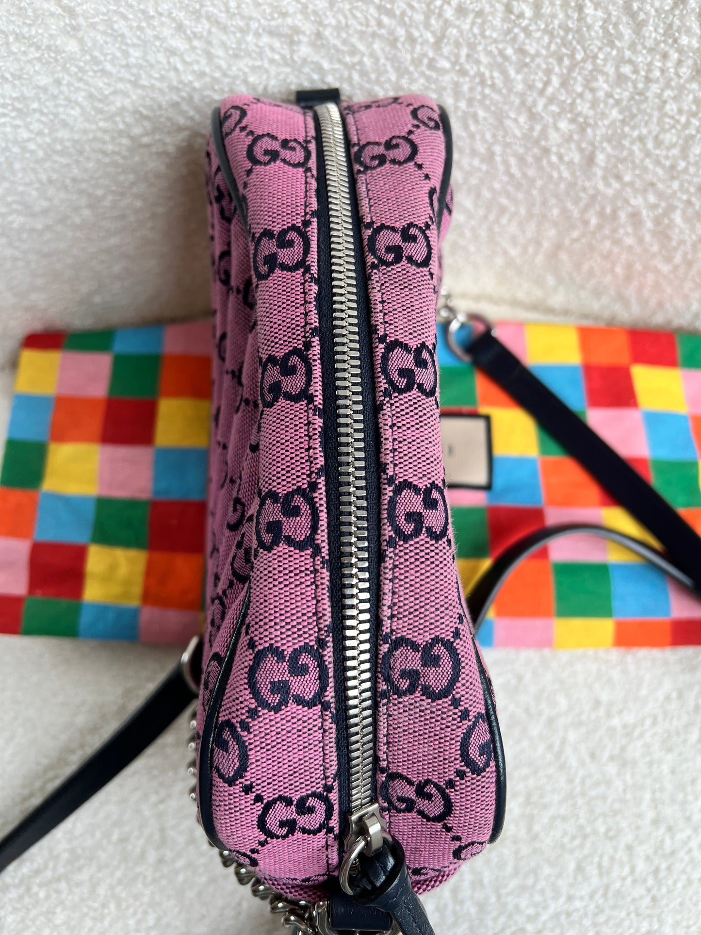 Gucci GG Marmont Pink Canvas Small Shoulder Bag (RRP £1050)