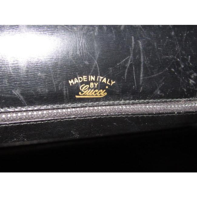 Gucci One Of A Kindearly Supple Black Leather With Navy And Red Stripe Accents Canvas Shoulder Bag