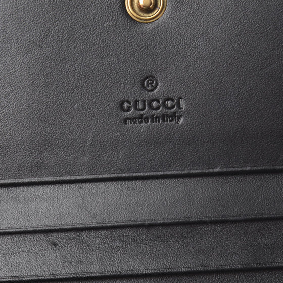 Gucci Guccissima Crystal Cat Card Case in Black