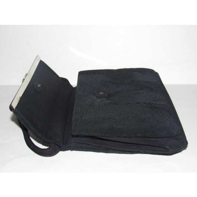 Gucci Evening W Early Enamel And Rhinestone Clasp Black Silk Corde Shoulder Bag
