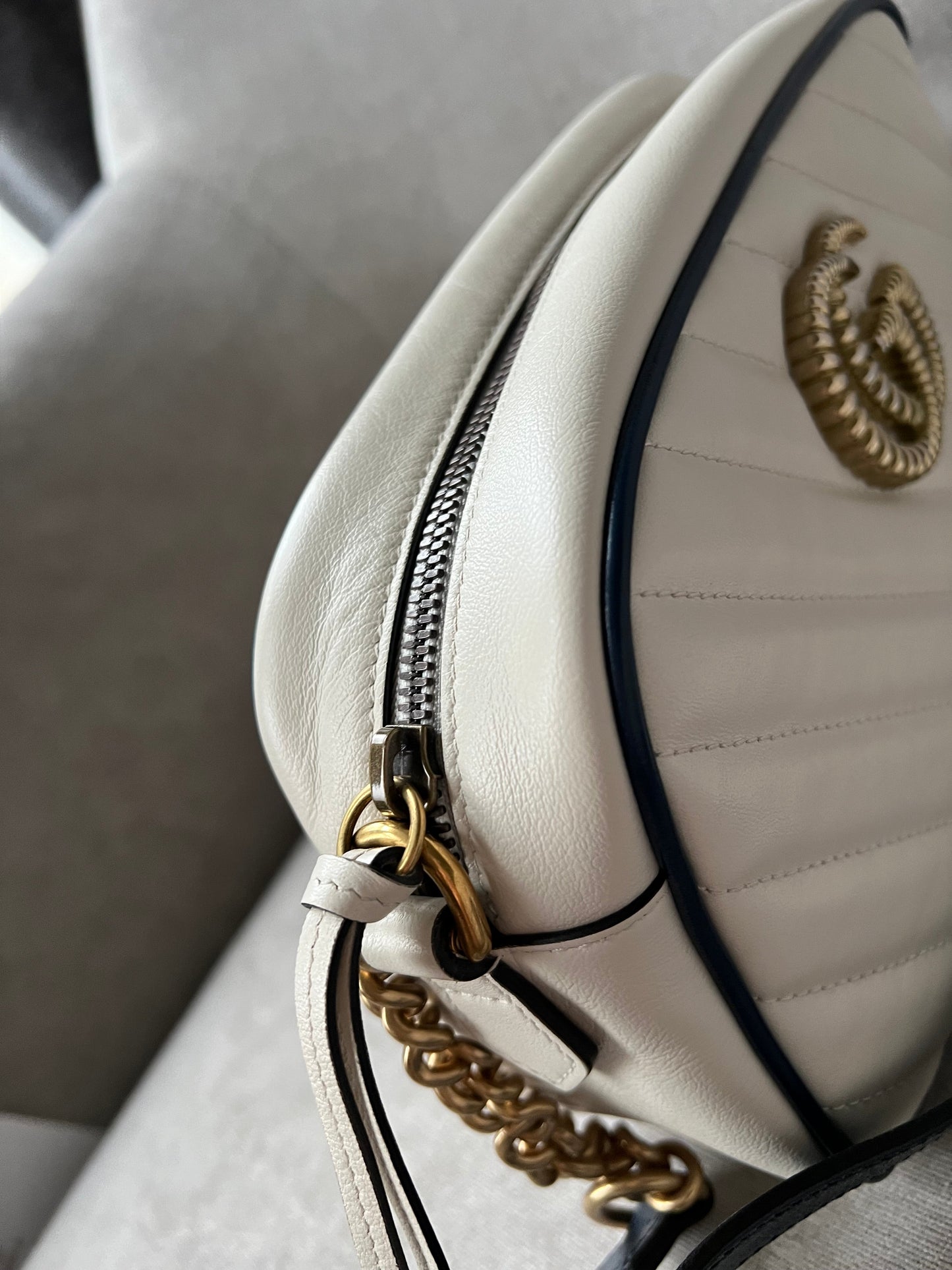 Gucci Torchon GG White Marmont Small Shoulder Bag (RRP £1180)