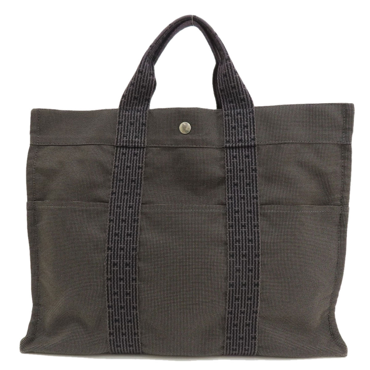 HERMES Tote Bag canvas gray Her LineMM Women Used