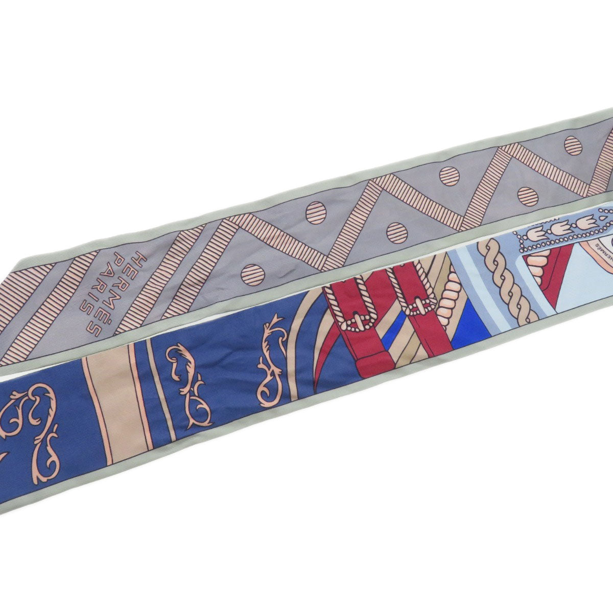 HERMES scarf silk gray Twilly  Women Used