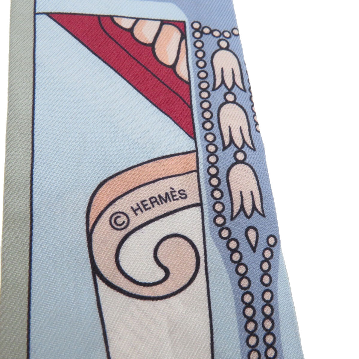HERMES scarf silk gray Twilly  Women Used