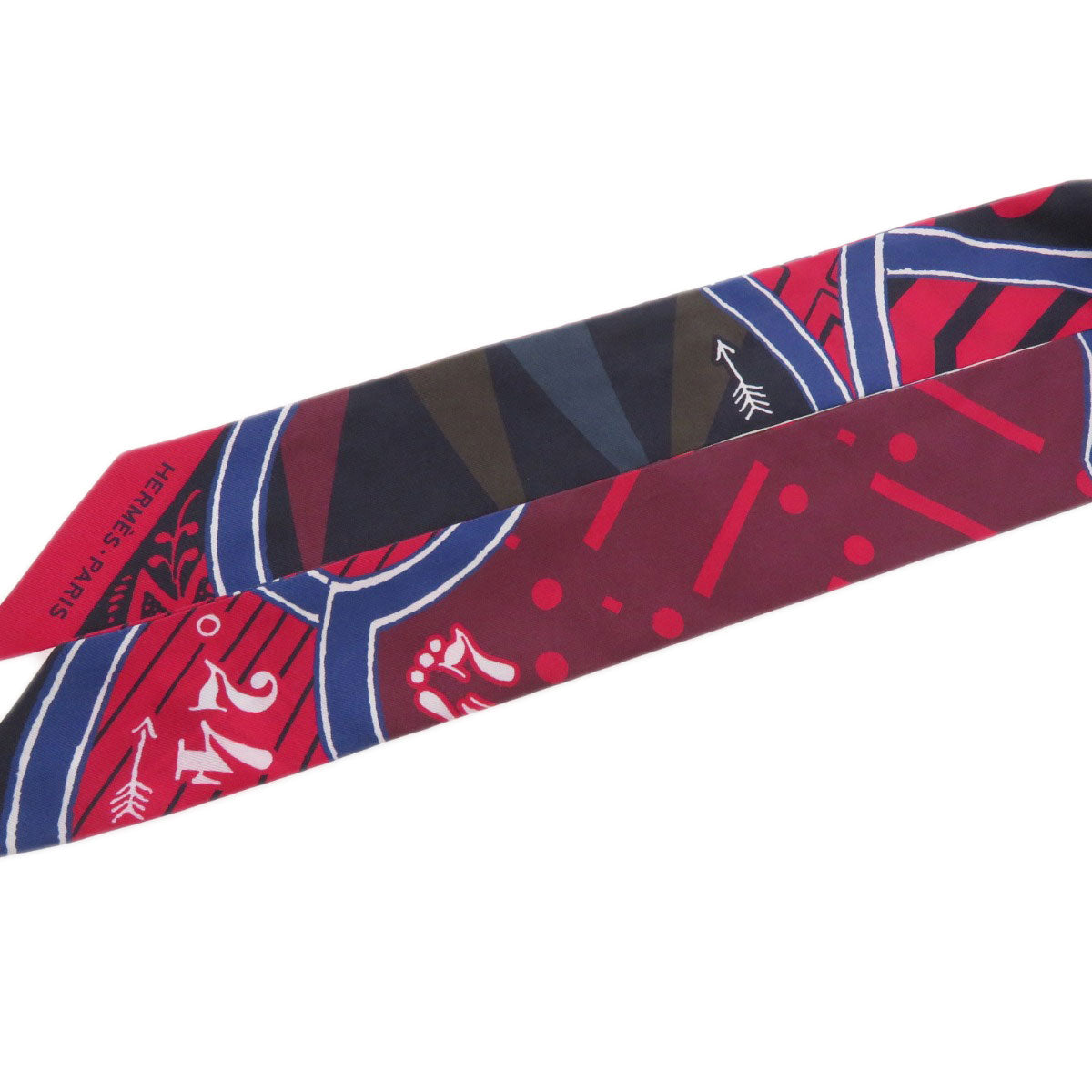 HERMES scarf silk Red Twilly  Women Used