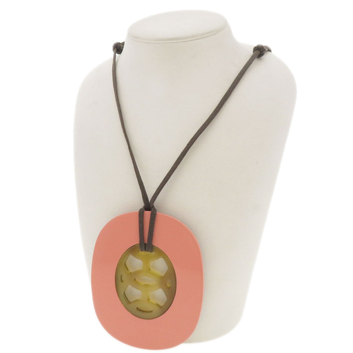 HERMES Necklace Buffalo horn Brown Lift GM Women Used