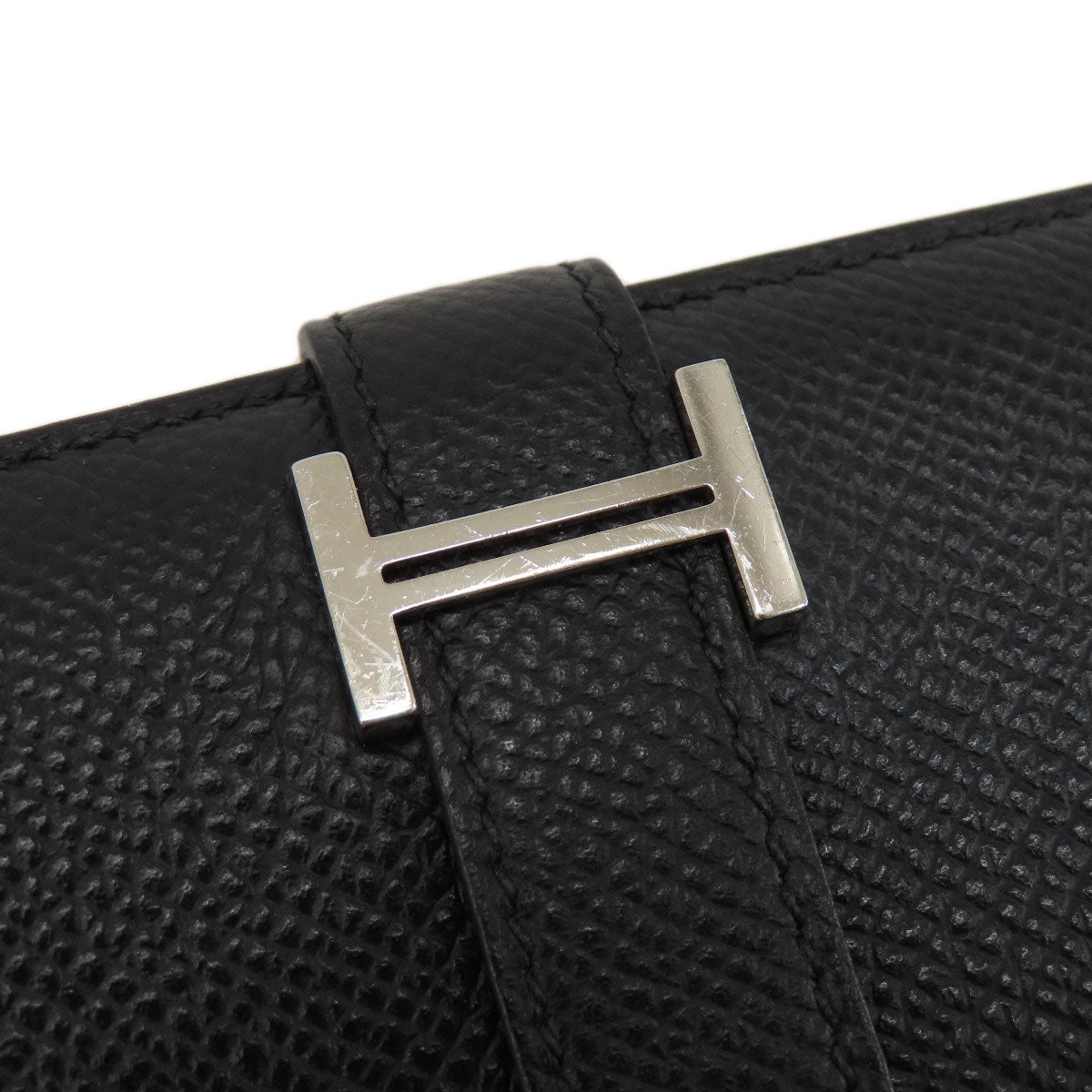 HERMES Bifold Wallet Epsom black Bearn Compact Black SilverMetal