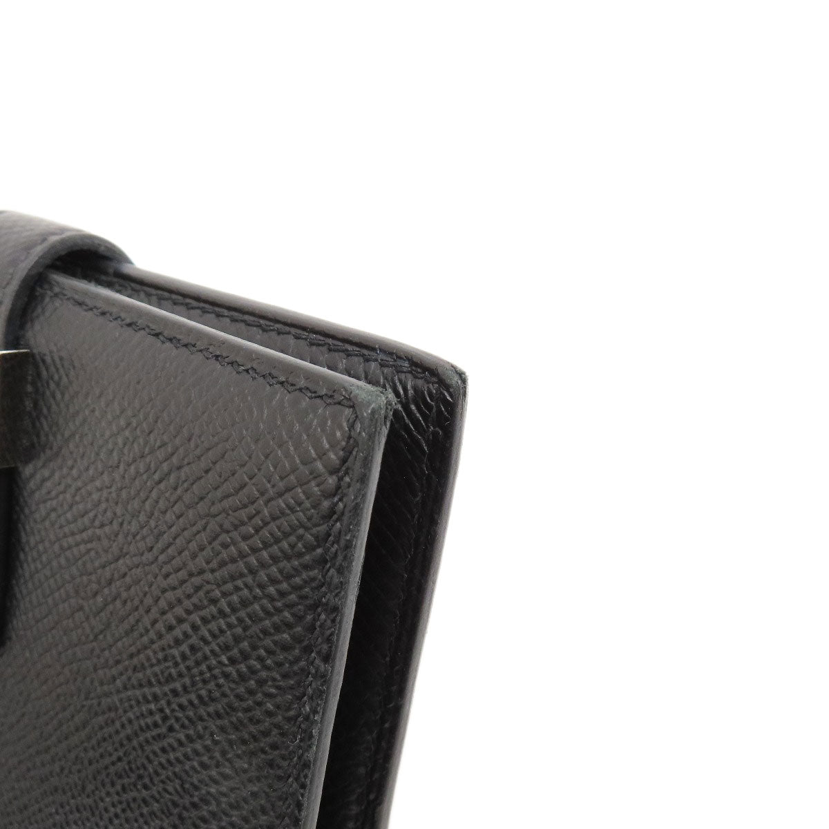 HERMES Bifold Wallet Epsom black Bearn Compact Black SilverMetal