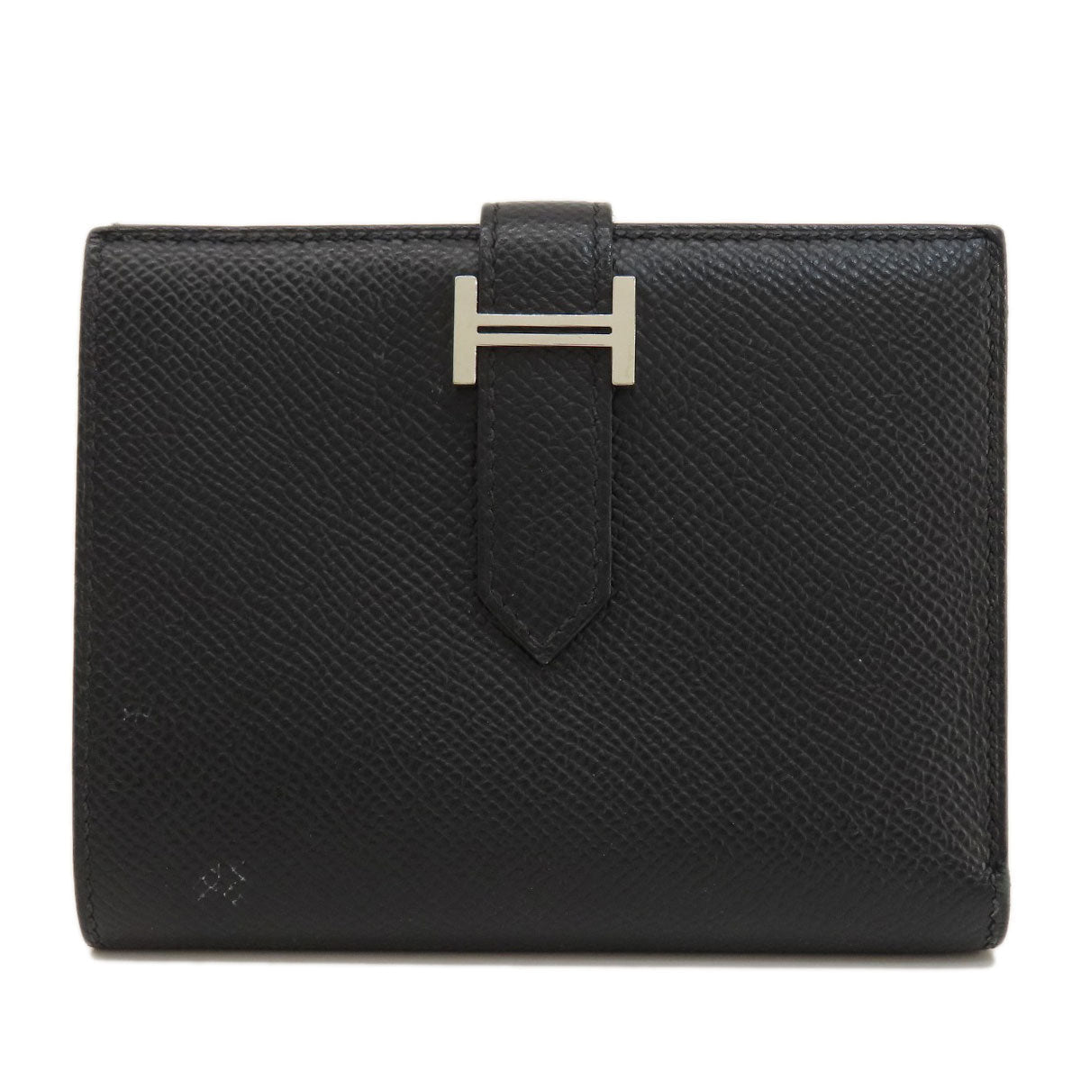 HERMES Bifold Wallet Epsom black Bearn Compact Black SilverMetal