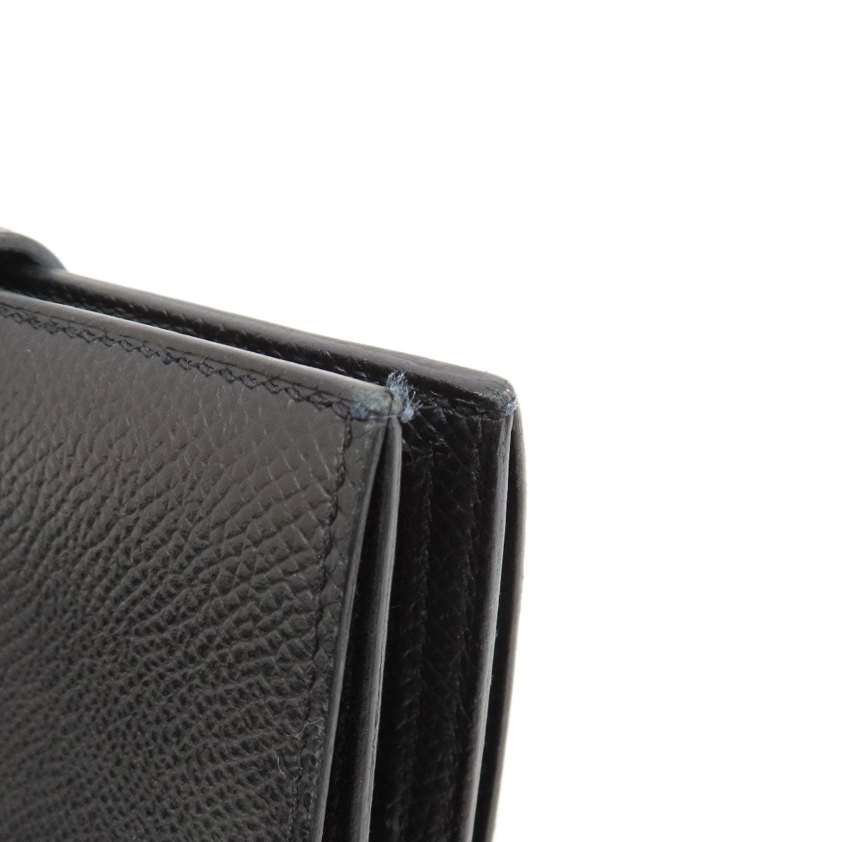 HERMES Bifold Wallet Epsom black Bearn Compact Black SilverMetal