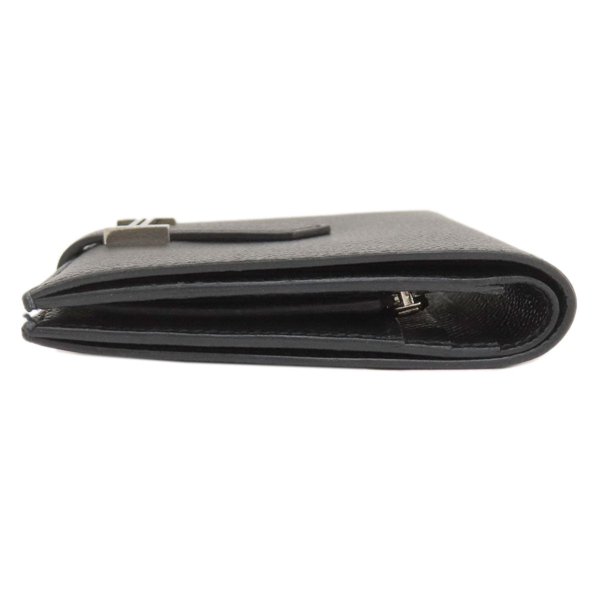 HERMES Bifold Wallet Epsom black Bearn Compact Black SilverMetal