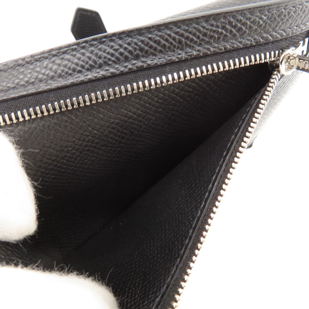 HERMES Bifold Wallet Epsom black Bearn Compact Black SilverMetal