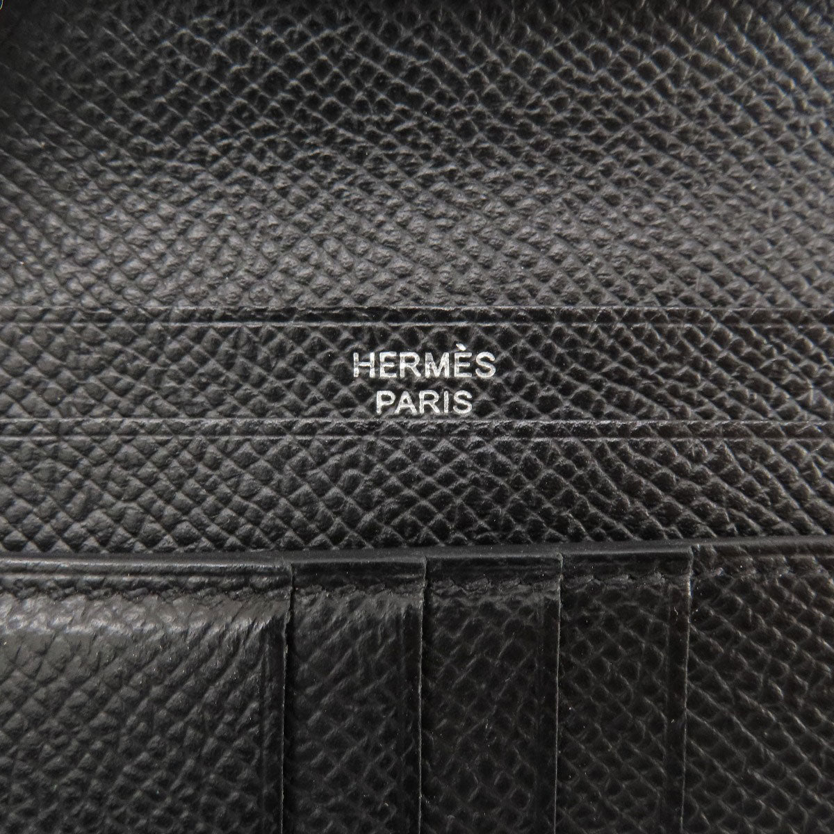 HERMES Bifold Wallet Epsom black Bearn Compact Black SilverMetal
