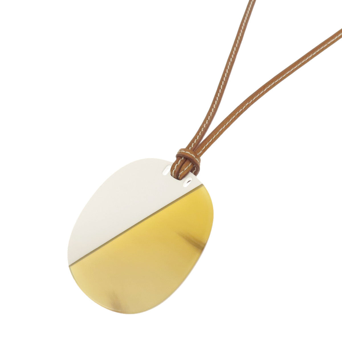 HERMES Necklace Buffalo horn beige Om PM Women Used