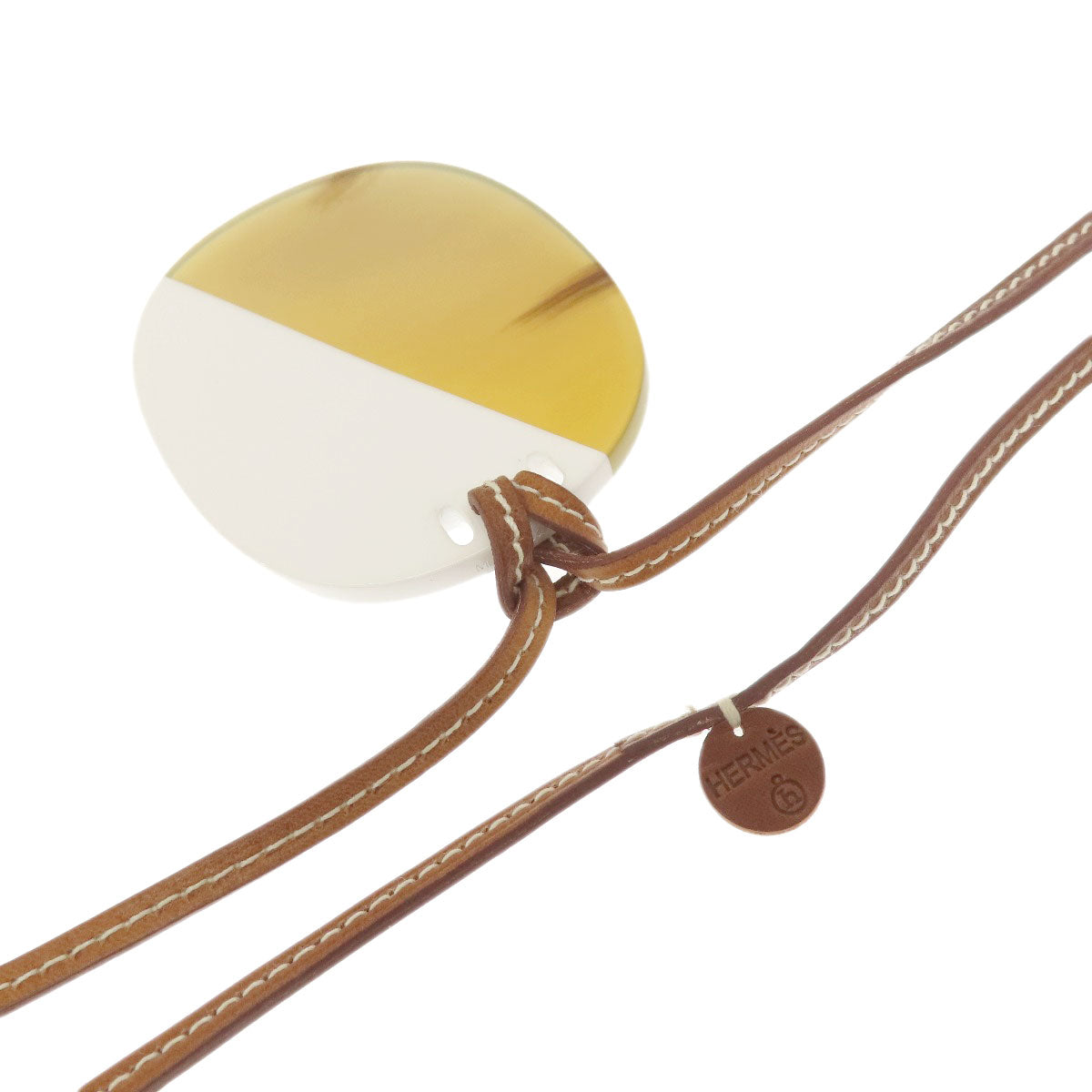 HERMES Necklace Buffalo horn beige Om PM Women Used