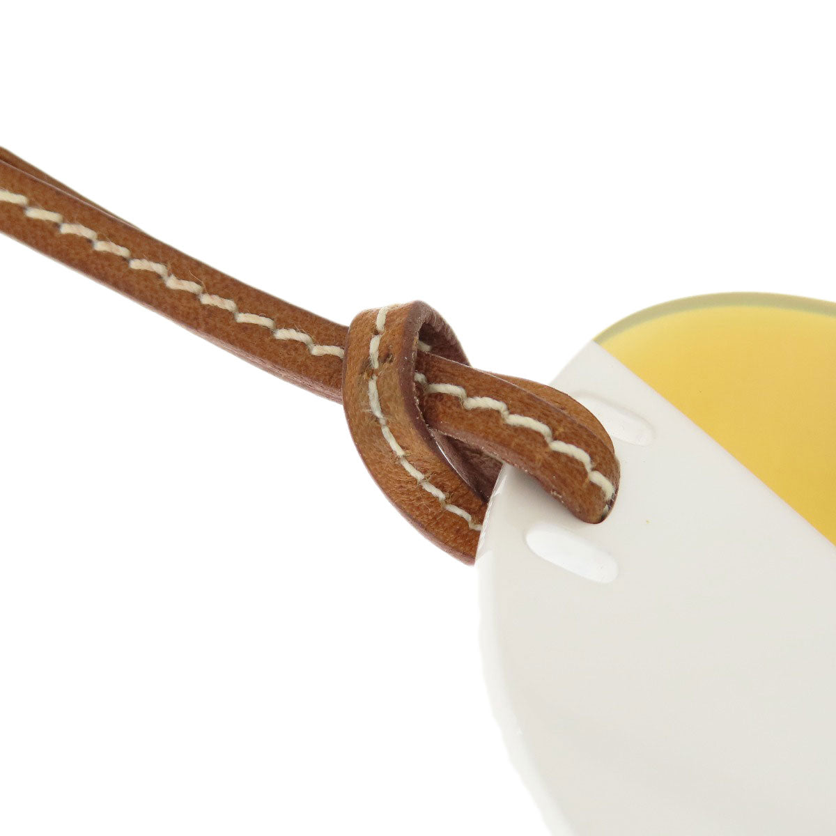 HERMES Necklace Buffalo horn beige Om PM Women Used