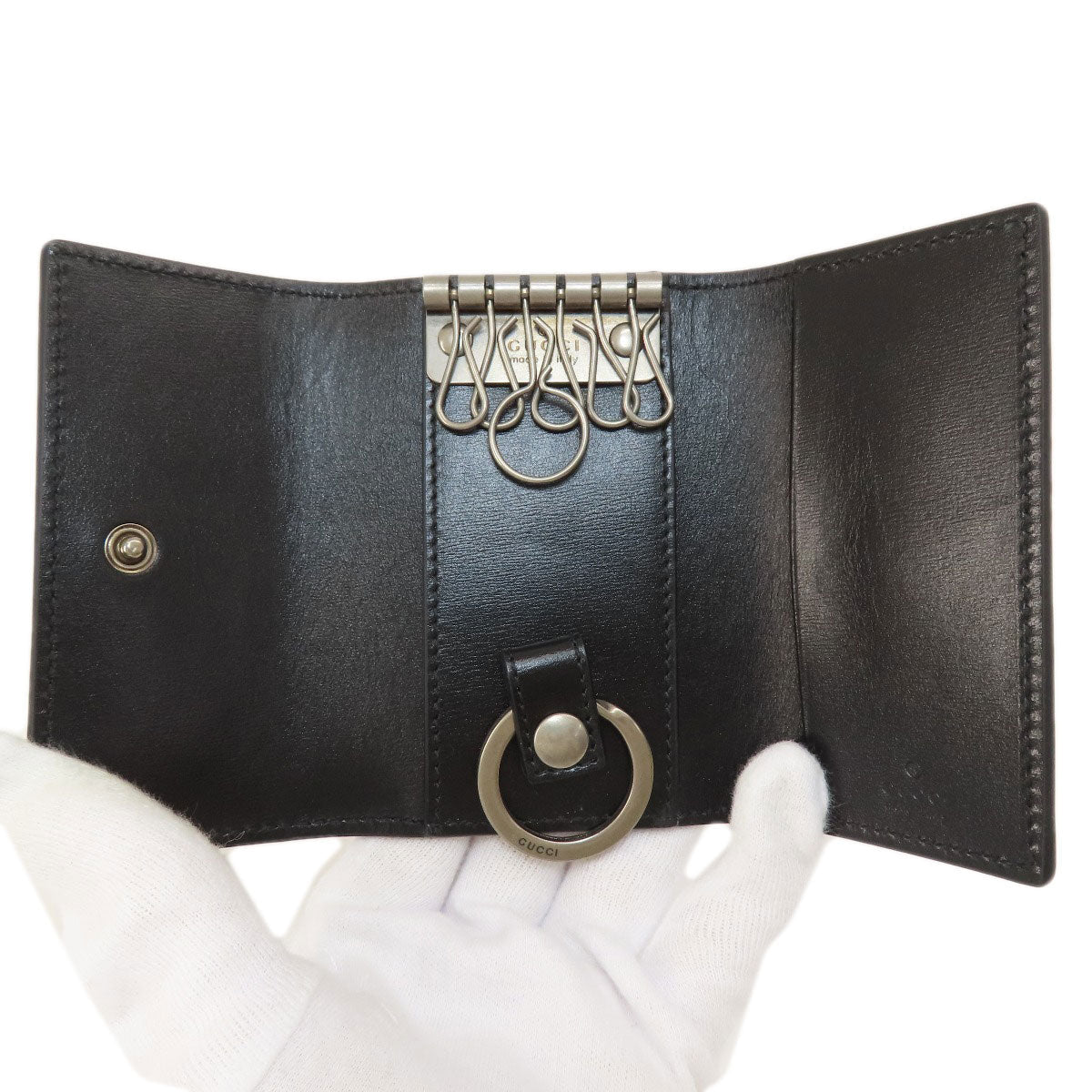 GUCCI Key case Key holder  435305 leather black logo