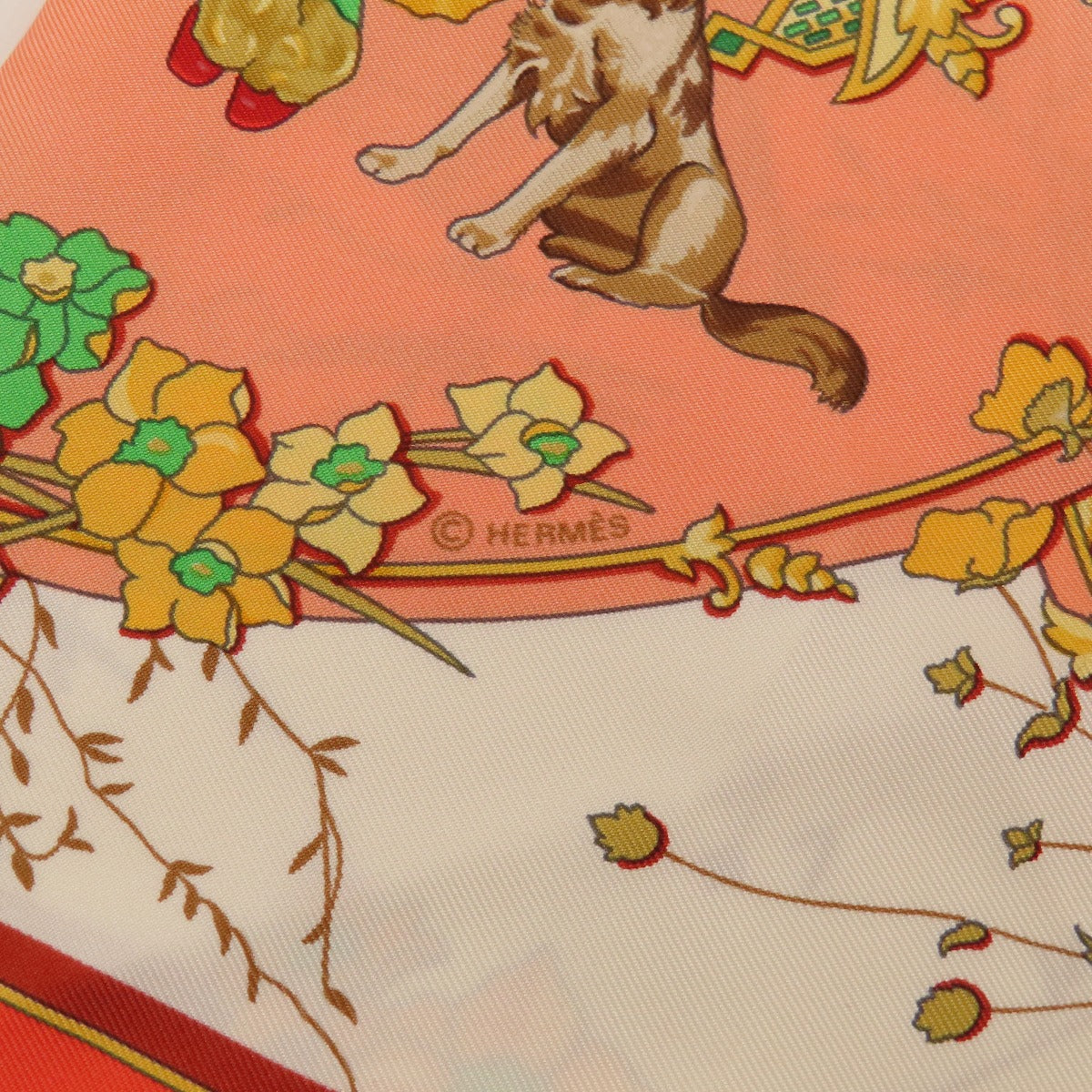 HERMES scarf silk Orange Carre90 LES PETITS PRINCES The Little Princes Women Used