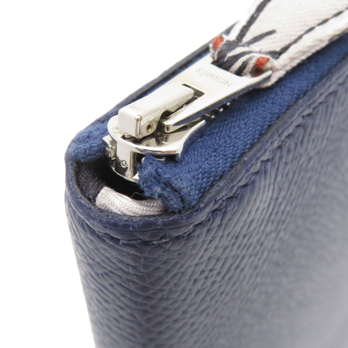 HERMES Long Wallet Purse Epsom Navy ASAP Silk In Long Epsom