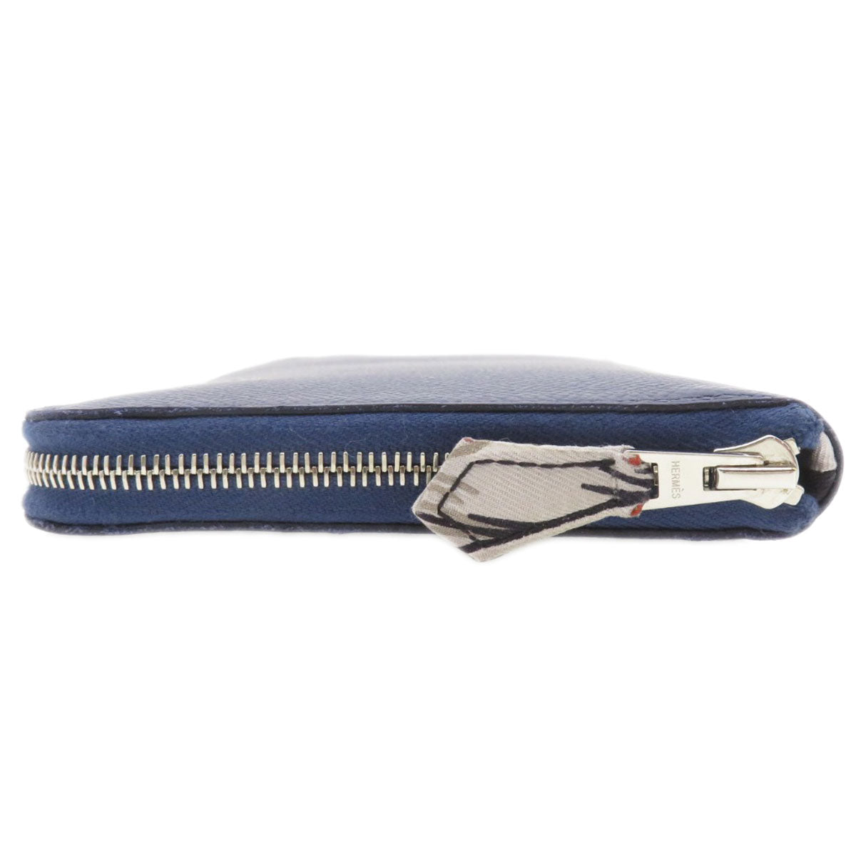 HERMES Long Wallet Purse Epsom Navy ASAP Silk In Long Epsom