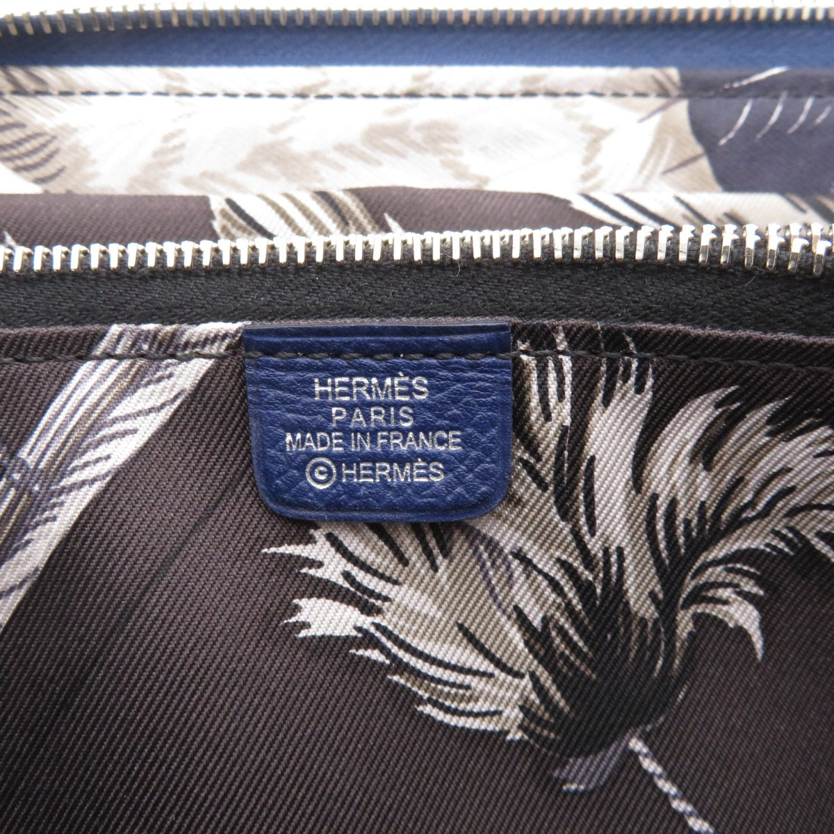 HERMES Long Wallet Purse Epsom Navy ASAP Silk In Long Epsom