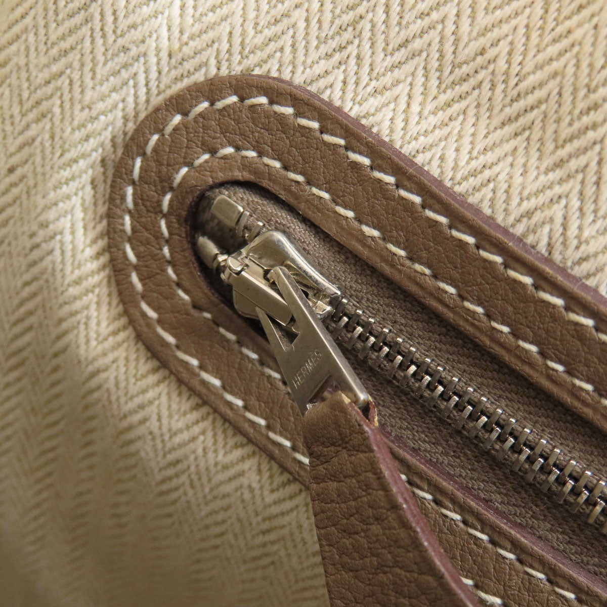 HERMES Handbag Country beige Garden Party TPM Etoupe Etoupe SilverMetal Women Used