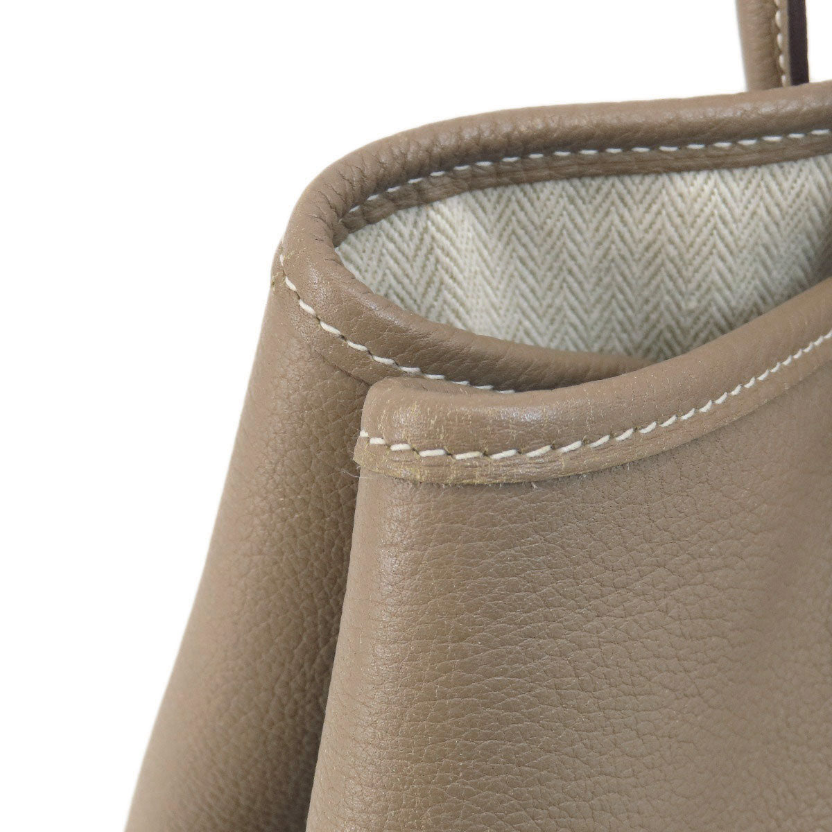 HERMES Handbag Country beige Garden Party TPM Etoupe Etoupe SilverMetal Women Used