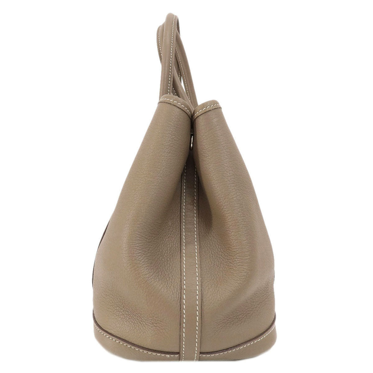 HERMES Handbag Country beige Garden Party TPM Etoupe Etoupe SilverMetal Women Used