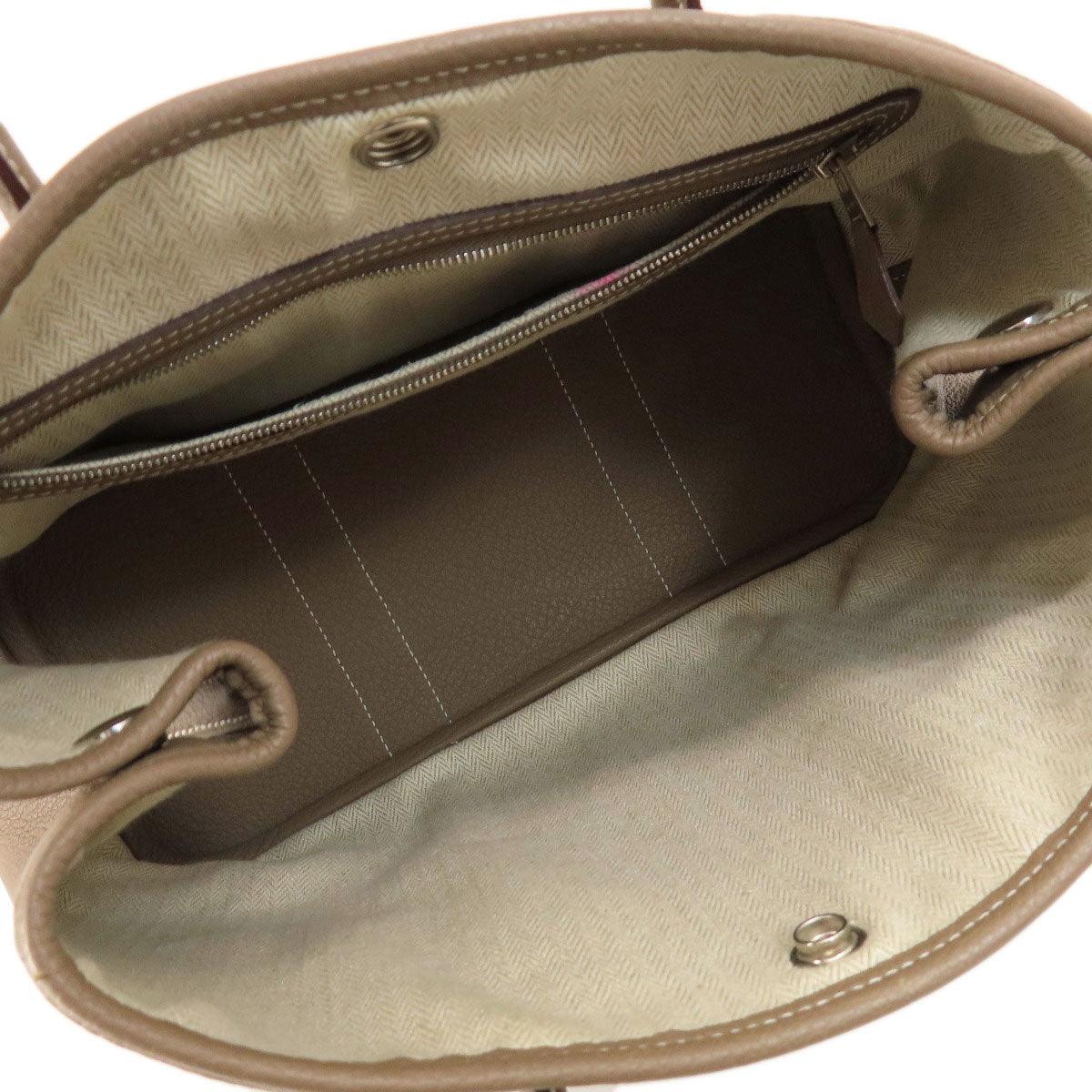 HERMES Handbag Country beige Garden Party TPM Etoupe Etoupe SilverMetal Women Used
