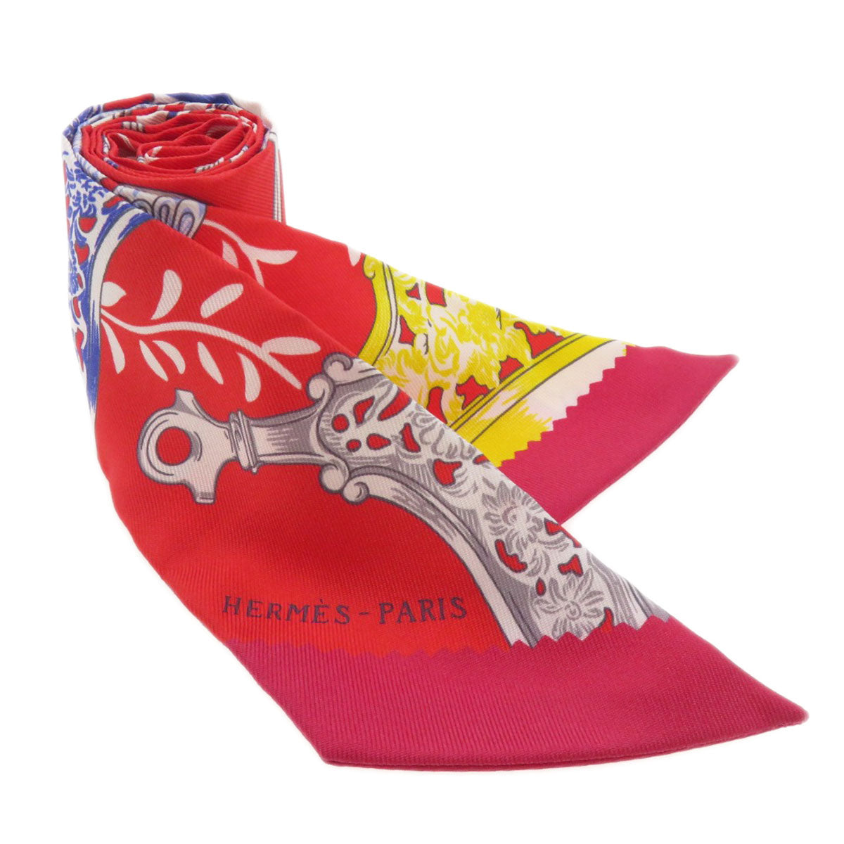 HERMES scarf silk Red Twilly Women Used